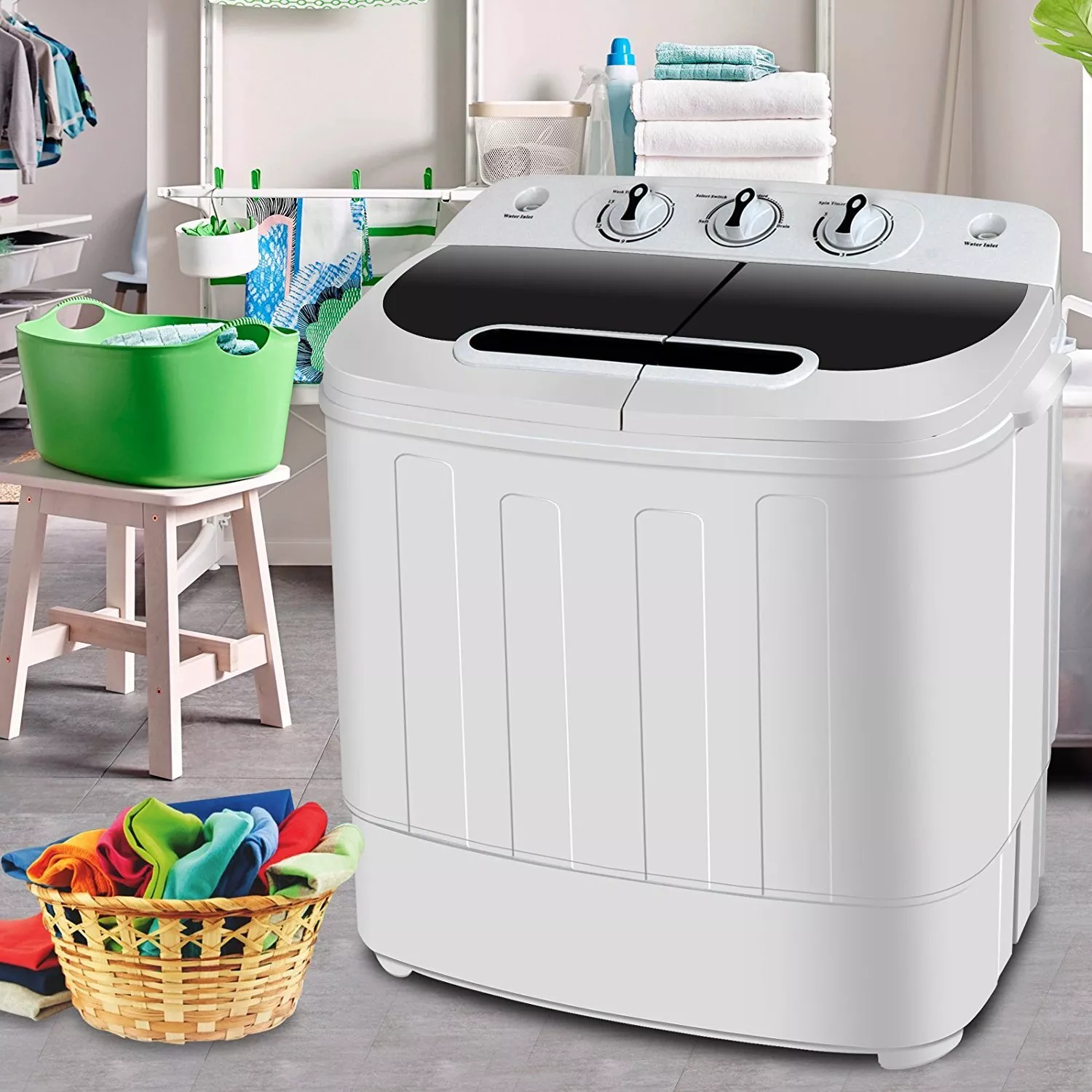Compact Mini Twin Tub Washing Machine Portable 13l